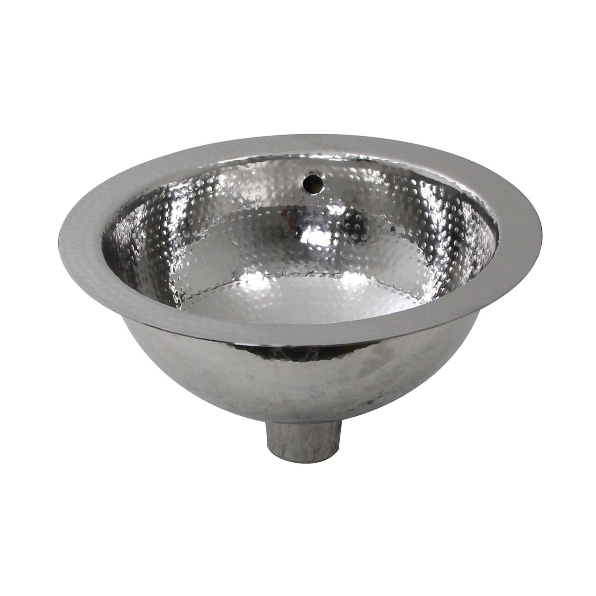 13 inch Hand Hammered Stainless Steel Round Undermount Bathroom Sink with Overflow S232