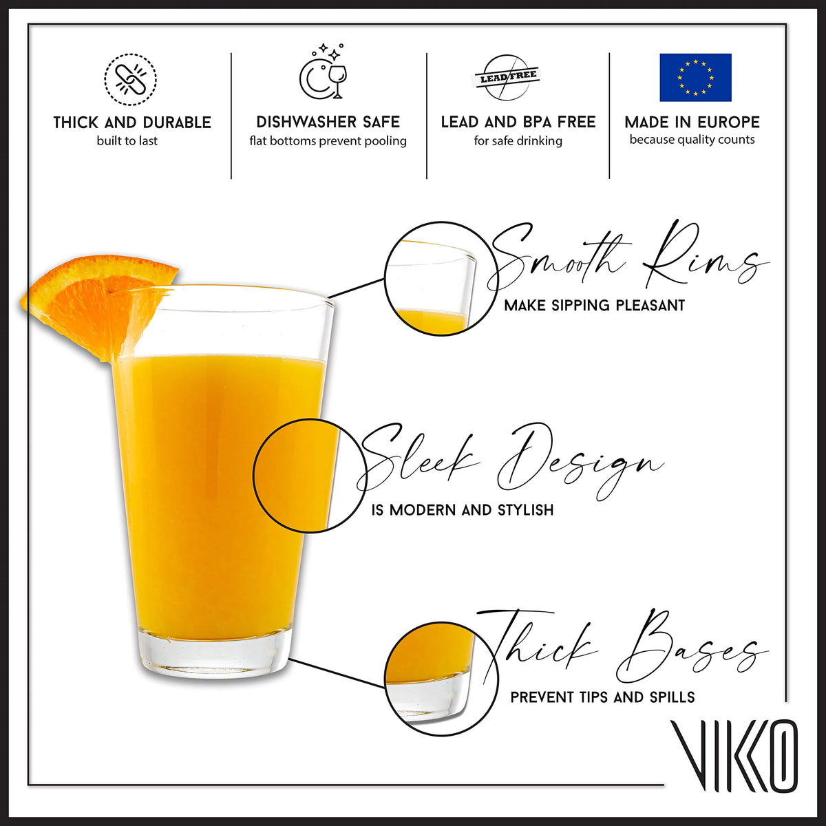 9.5 Ounce Water Tumblers Set of Six V7176