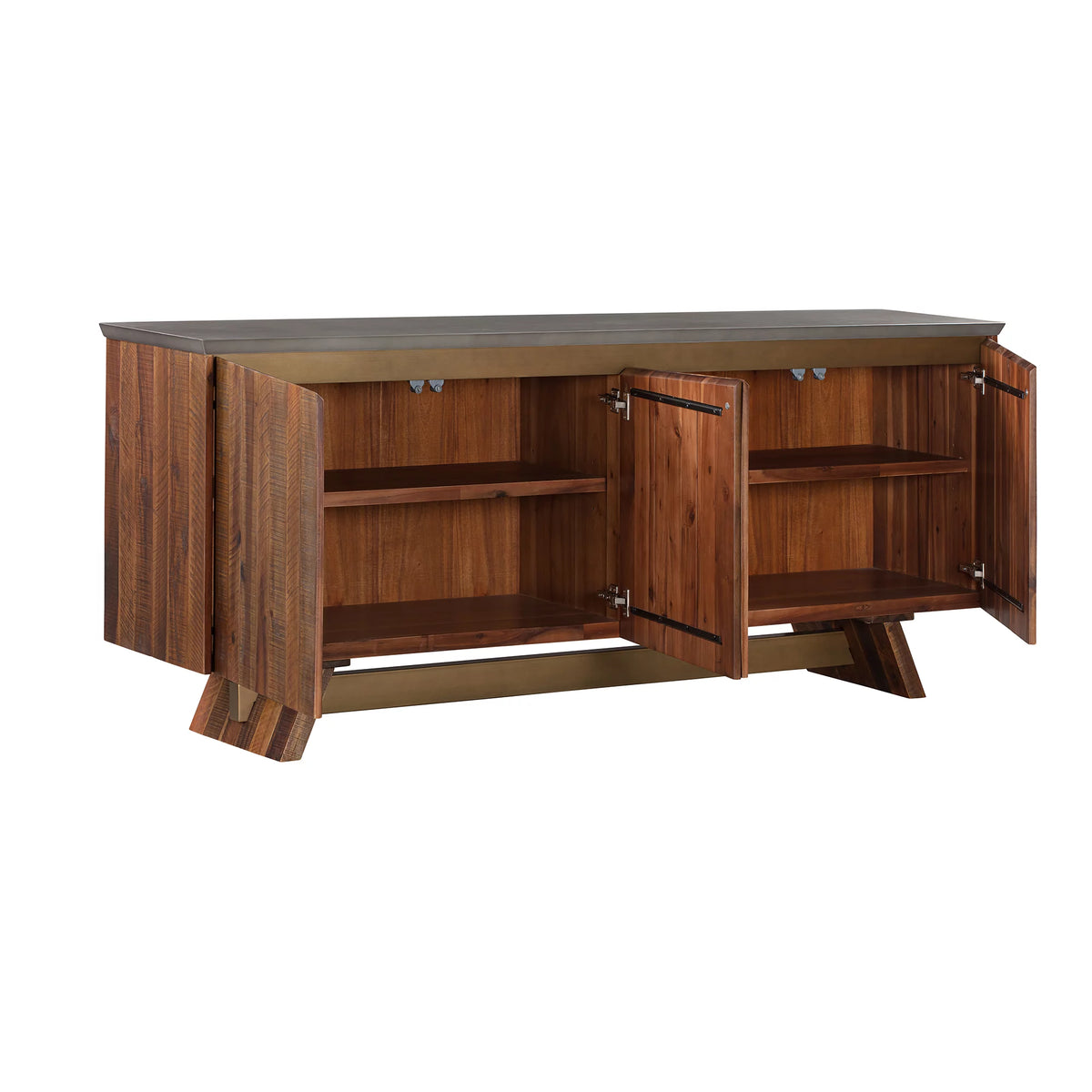 4 Door Acacia Wood and Concrete Sideboard Buffet T27072