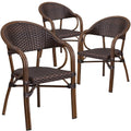 Dark Brown Rattan Patio Dining Arm Chair Set of 3 K40240