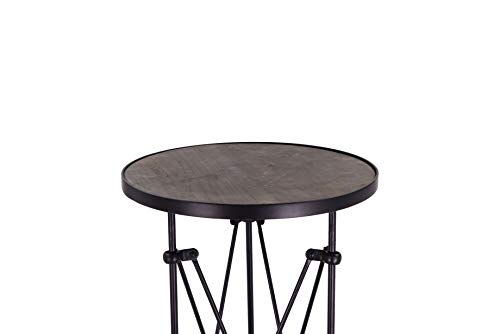 Round Metal Accent Table, 25", Black M99587