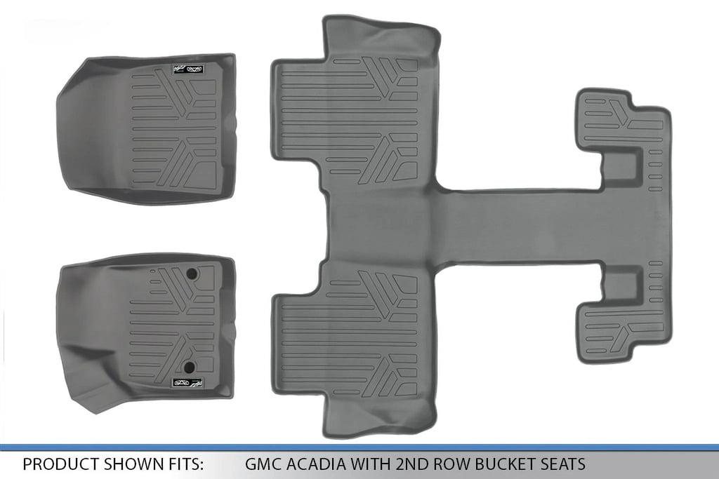 Custom Fit 3 Row Floor Mats Liner Set with 2nd Row Bucket Seats Gray A6772