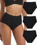 Adult Incontinence Protective Underwear for Women Reusable Bladder Leakage Protection Brief Postpartum 56 ml Absorbency Panties 3 Pack (3 Black, S) X823170