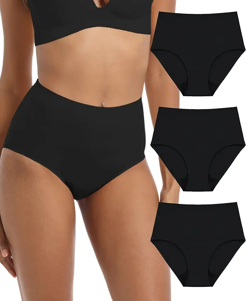 Adult Incontinence Protective Underwear for Women Reusable Bladder Leakage Protection Brief Postpartum 56 ml Absorbency Panties 3 Pack (3 Black, S) X823170