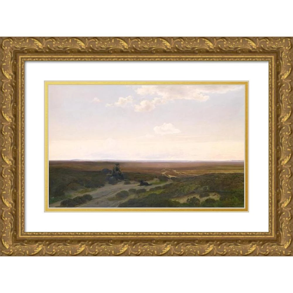 14x11 Gold Ornate Wood Frame Double Matted Art Print N831