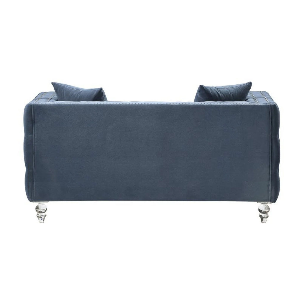 Dark Blue Velvet Tufted Loveseat Z689170