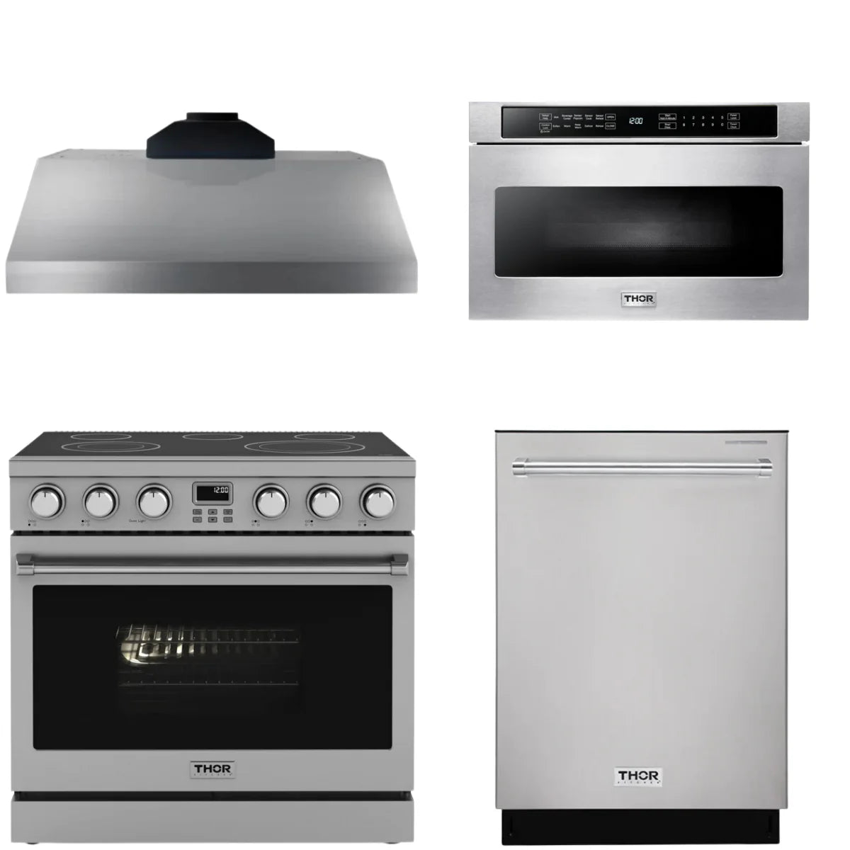 36 Electric Range, Range Hood, Dishwasher and Microwave O675