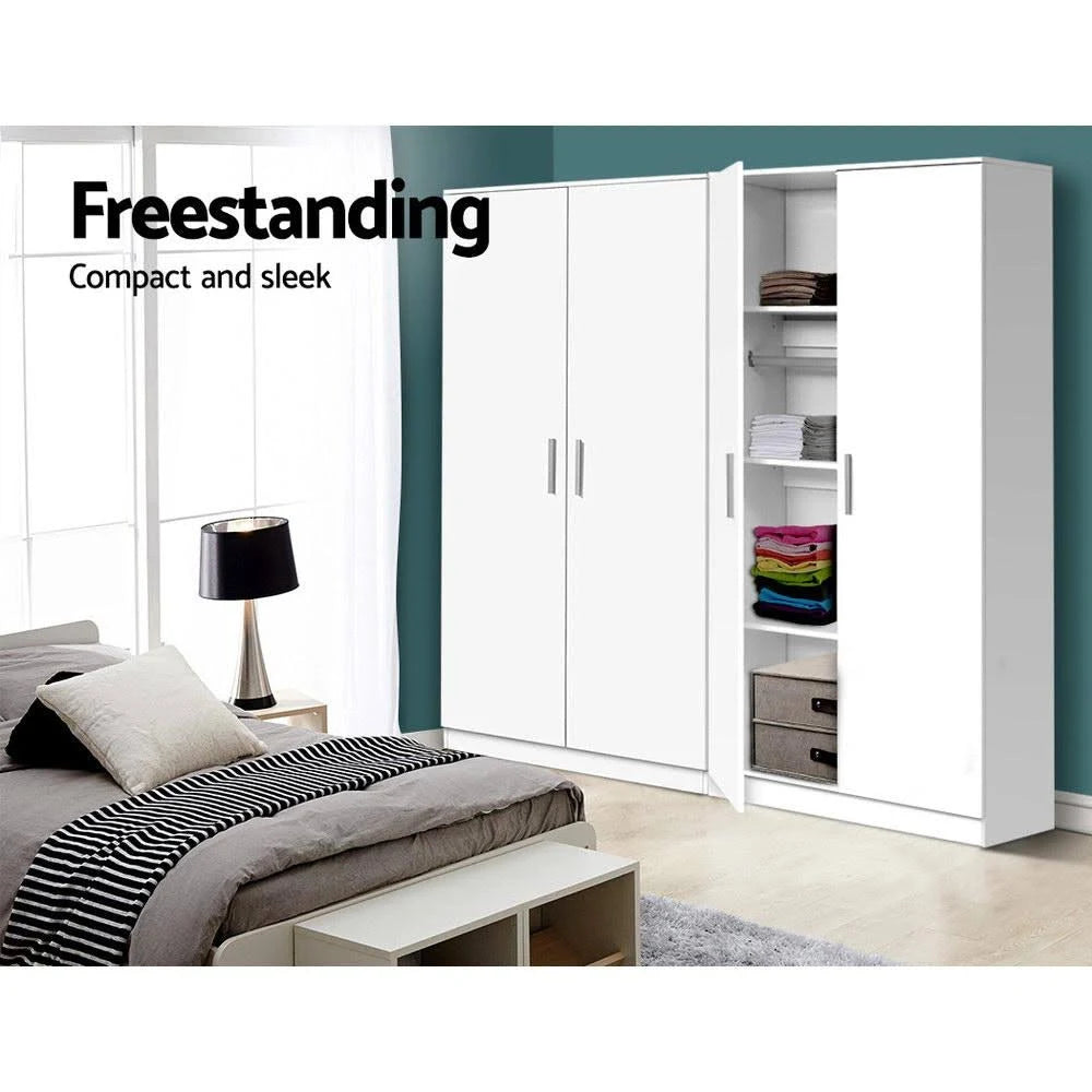 White 2 Door 180cm Wardrobe Closet Storage Cabinet I33086