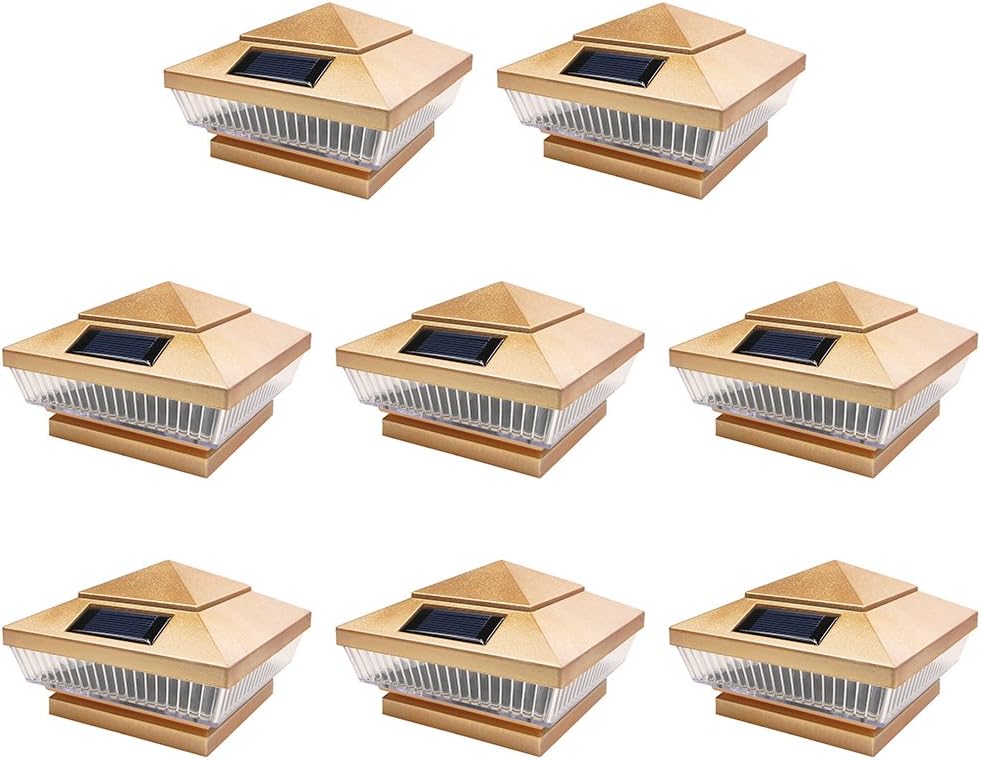 8 Pack Silver Solar 5-LED Post Deck Cap Square Fence Light T4089