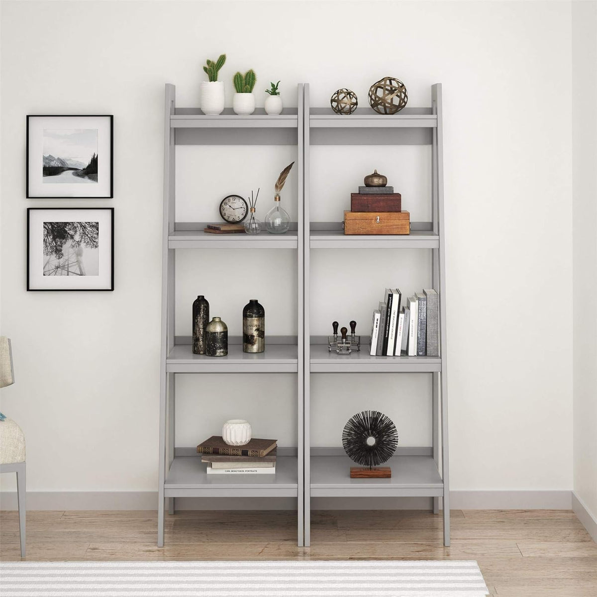 Black 4 Shelf Ladder Bookcase O72475
