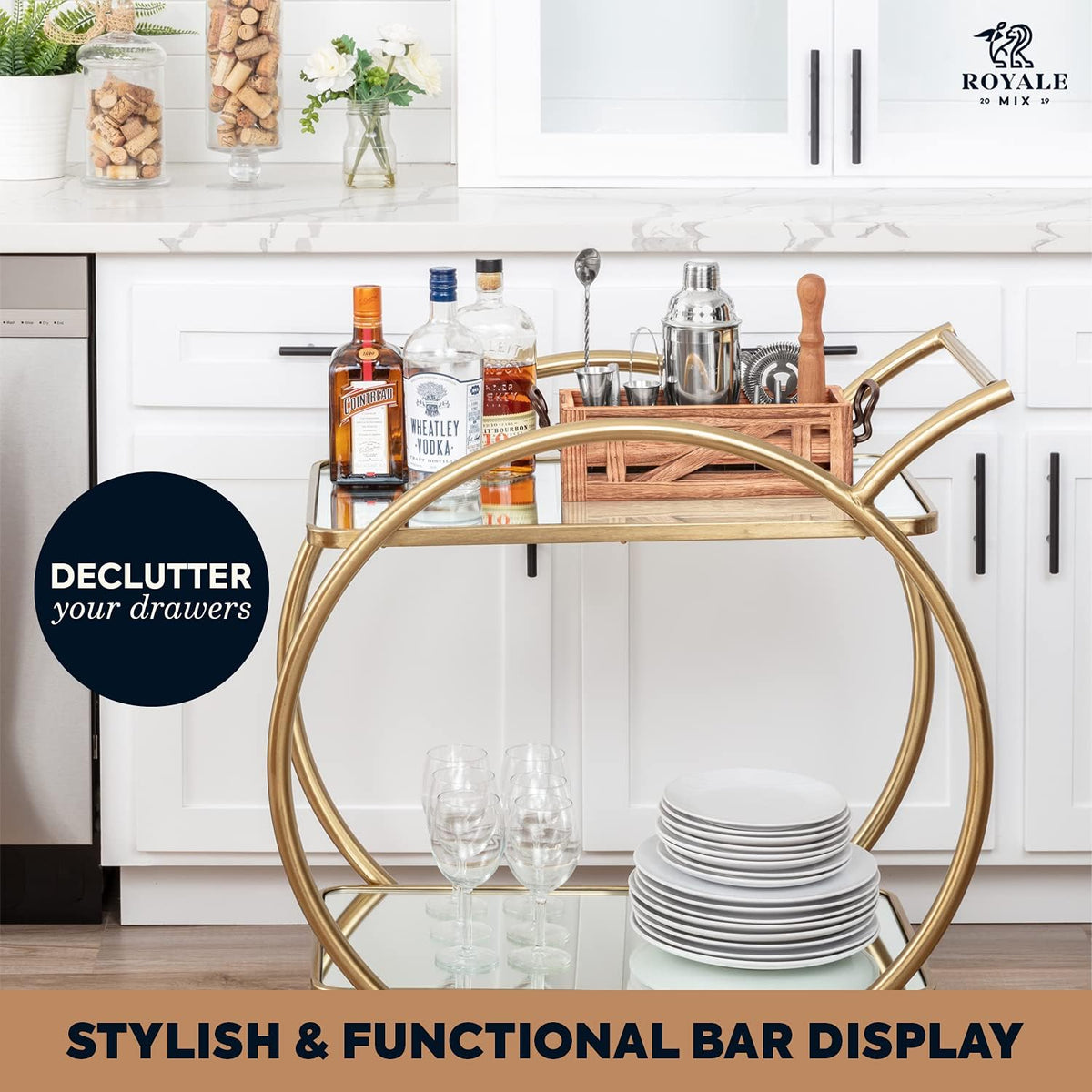12 Piece Stainless Steel Bartender Kit with Wooden Stand R8236