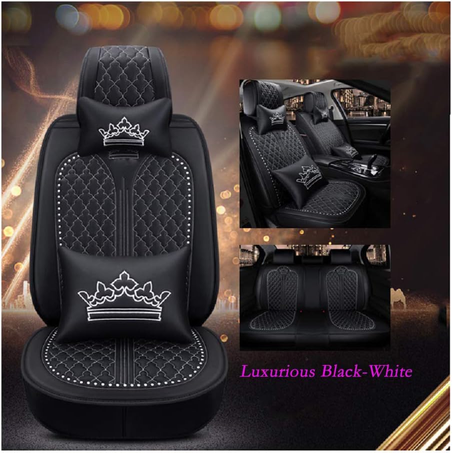 Car Seat Covers 5 Seats Full Set Black-Pink E793