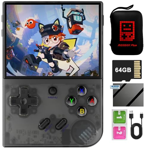 Black 3.5 Inch IPS Screen Retro Handheld Game Console with 64G TF Card M894941