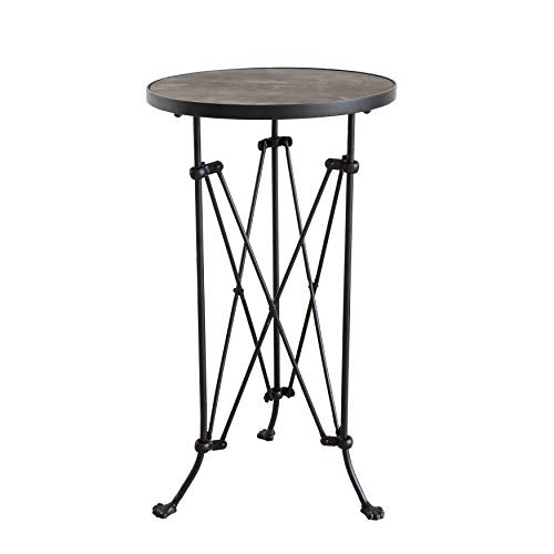 Round Metal Accent Table, 25", Black M99587