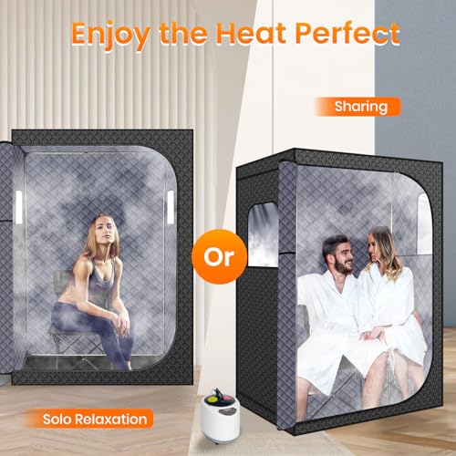 Portable Steam Sauna Box with 2.6L & 1500W±10% Folding Chair X90764