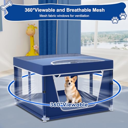 Blue Puppy Playpen with Top Cover K69316