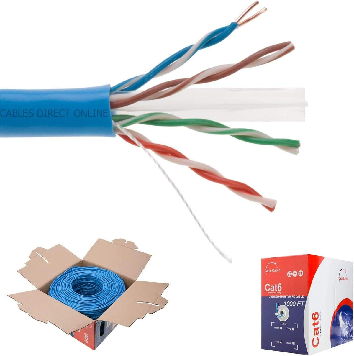 CAT6 1000FT CMP Cable Black Solid 23 AWG Networking Wire I441660