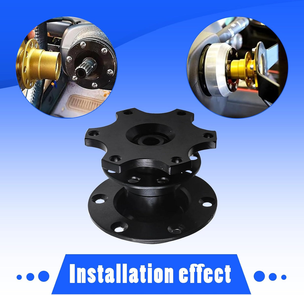 Black 6 Hole Quick Release Steering Wheel Hub Adapter R526798