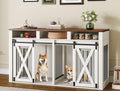 White Large Dog Crate Furniture with Sliding Door P643286