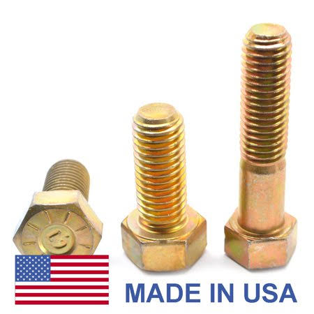 3/4 inch-16 x 4 inch Fine Thread Grade 9 Hex Cap Screw Alloy Steel Yellow Zinc Plated Pk 20 E3596