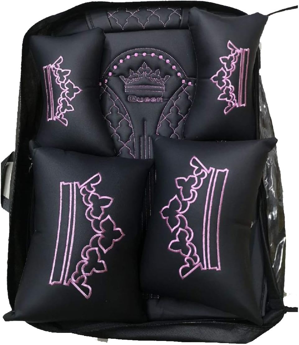 Car Seat Covers 5 Seats Full Set Black-Pink E793