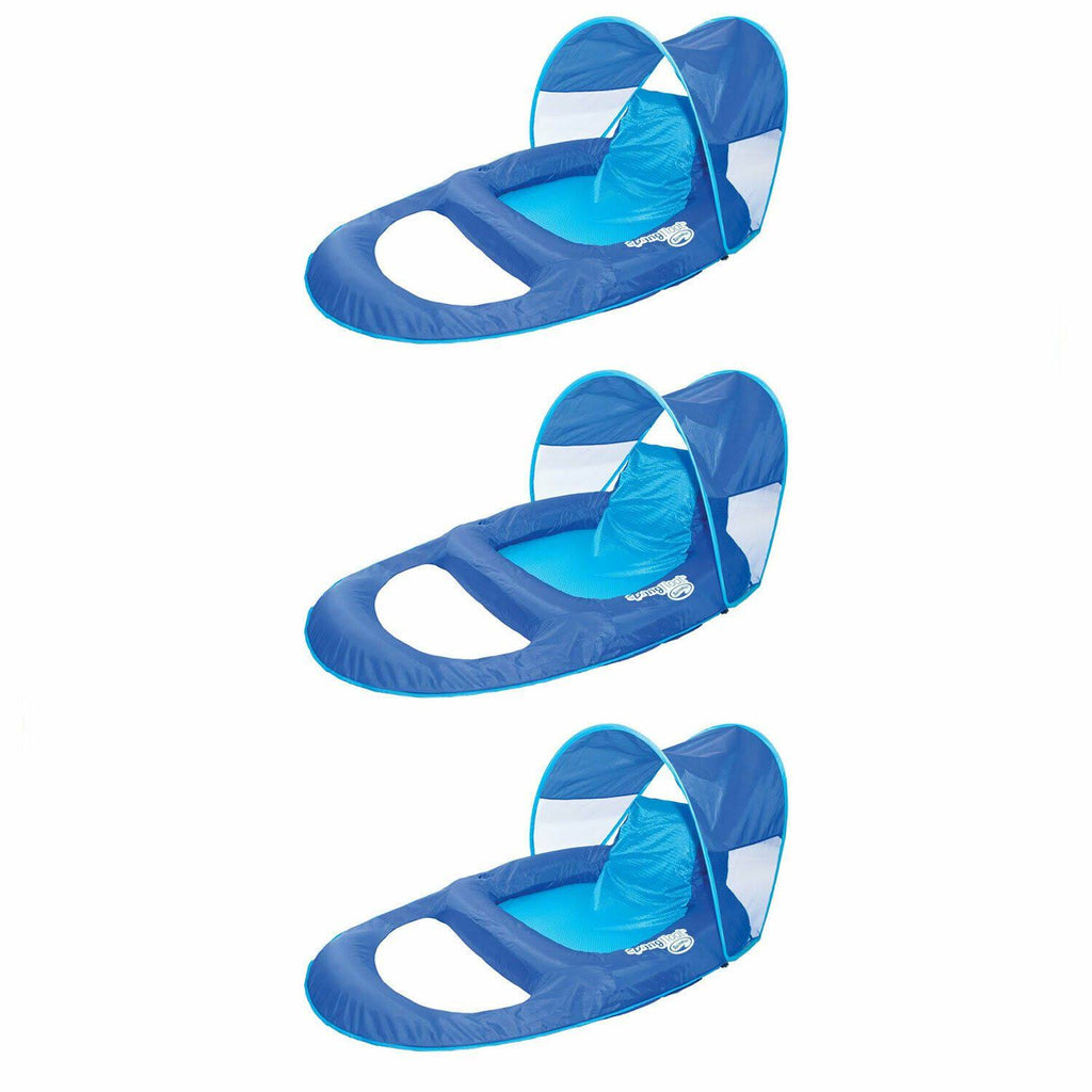 Blue Pool Lounge Chair with Sun Canopy 3 Pack Q6306