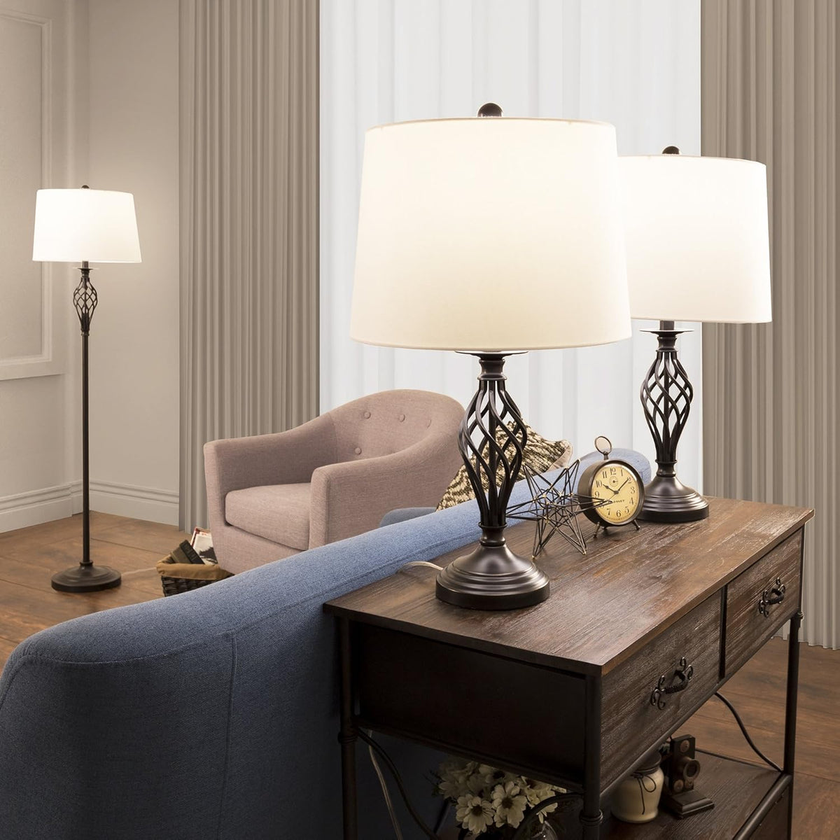 Table Lamps and Floor Lamp Set of 3 N9152