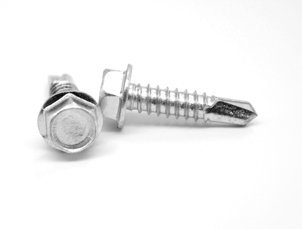 1 1/4 Self Drilling Screw Hex Washer Head Zinc Plated 3000 Pk A3238