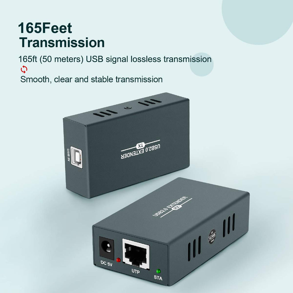 USB Extender Kit with 4 USB 2.0 Hub Over Ethernet Up to 165ft X29814
