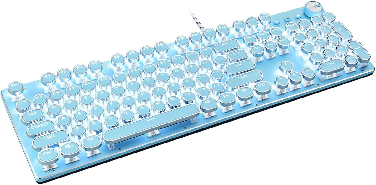 Pink Mechanical Gaming Keyboard White LED Backlit Blue Switch Wired USB C6568