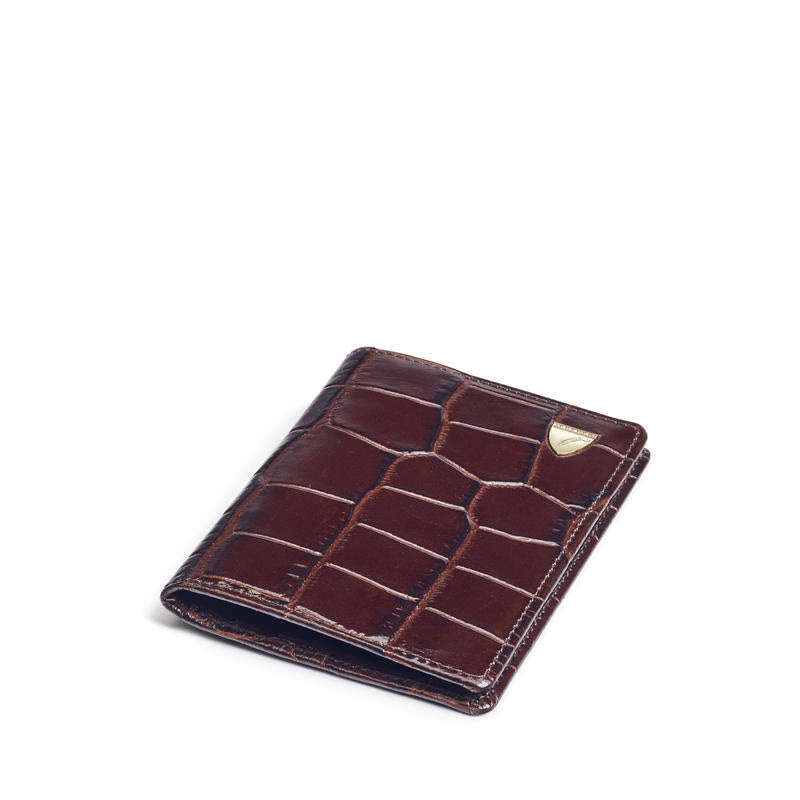 Deep Shine Amazon Brown Croc Double Fold Credit Card Holder J438028