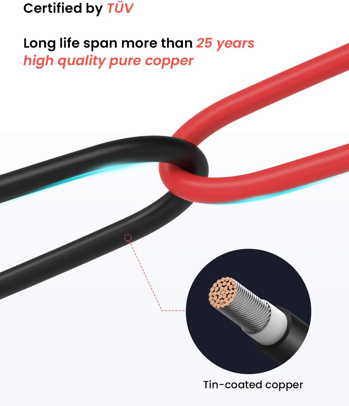 100Feet 10AWG Solar Extension Cable with Female and Male Connector L197481