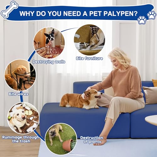 Blue Puppy Playpen with Top Cover K69316