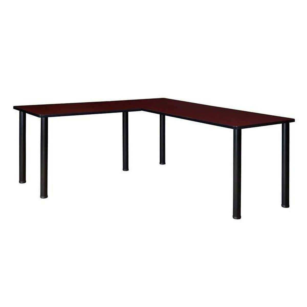 Mahogany & Black L-Desk with Return O55939
