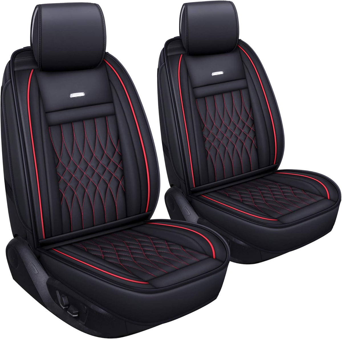 2 pc Black & Red Auto Car Seat Covers J57087