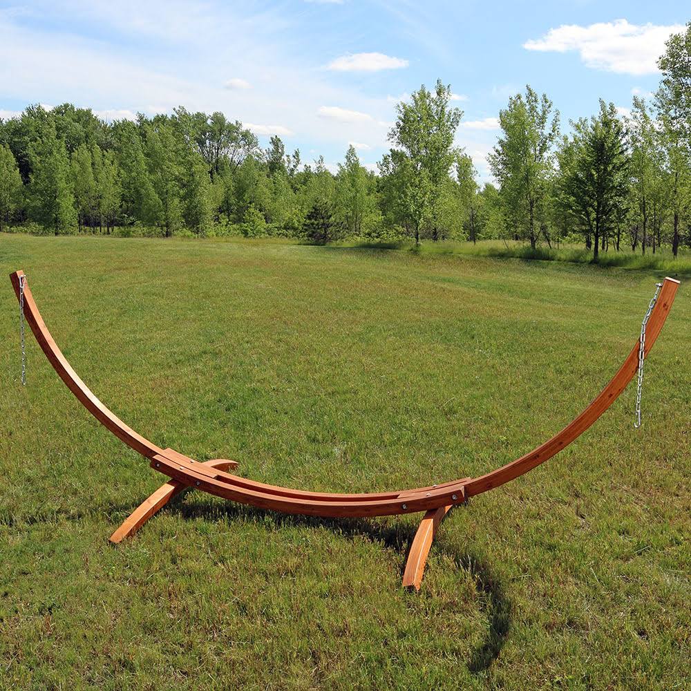 12 ft. Curved Arc Wood Hammock Stand V70269