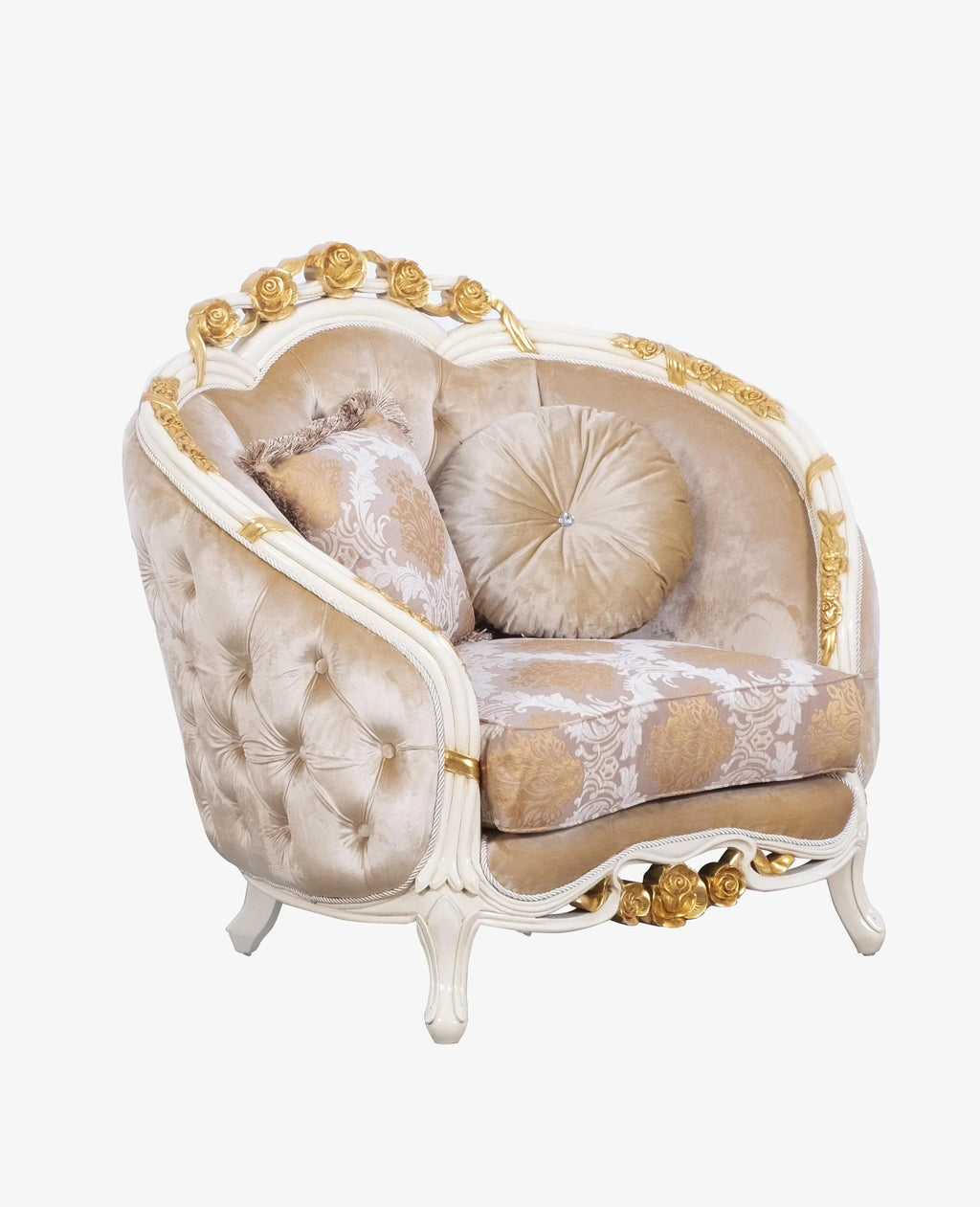 Beige & Gold Wood Trim Sofa Set W271