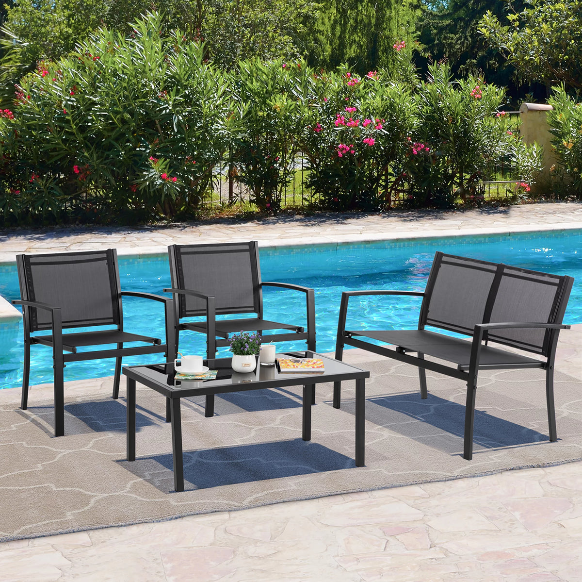 4 Pieces Textilene Patio Furniture Set B67821