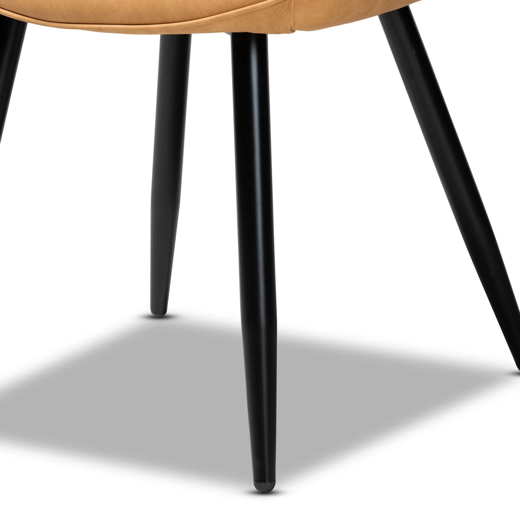 Tan Faux Leather 4-Piece Dining Chair Set Y338