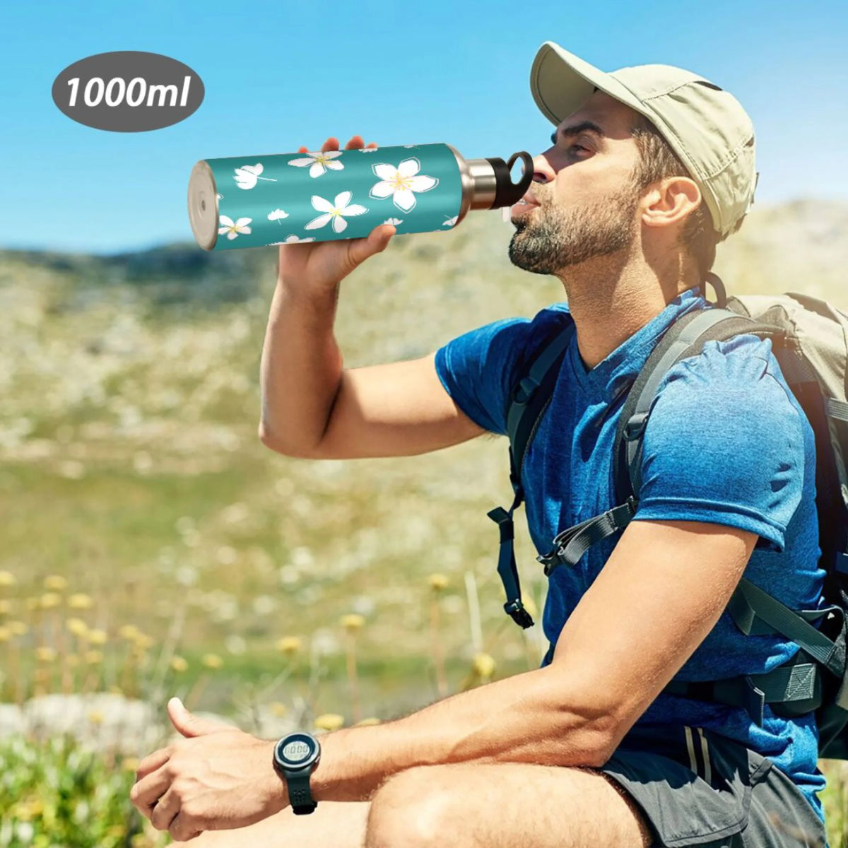Teal Stainless Steel Insulated Water Bottle with Straw Lid Y43169