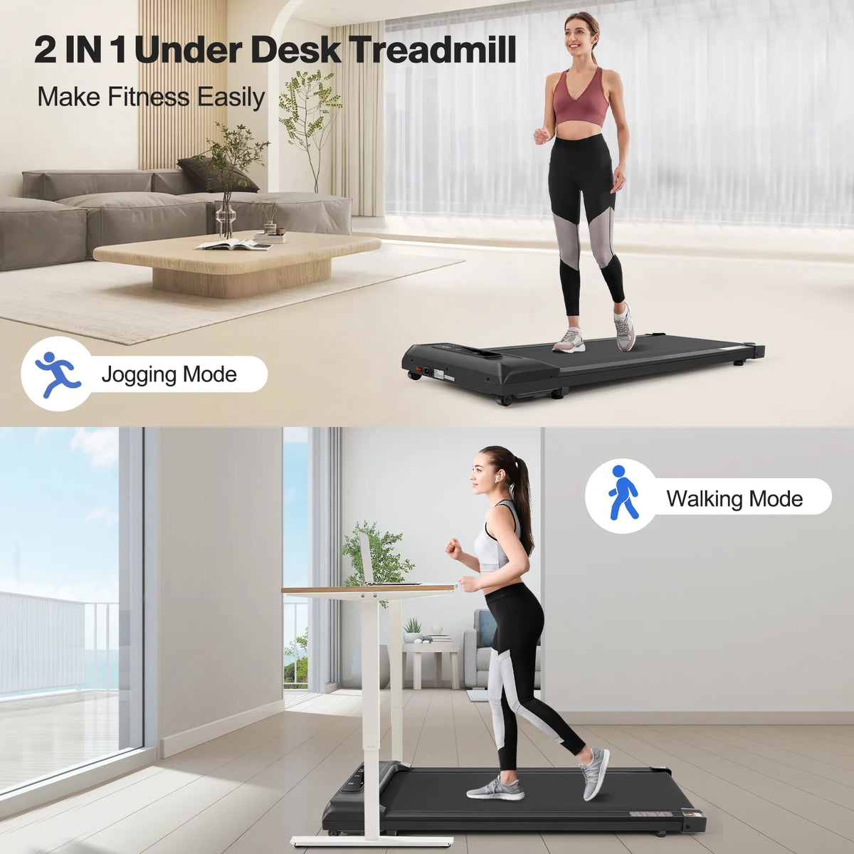 Under Desk Walking Pad Treadmill 2.5HP 300lbs Capacity O206