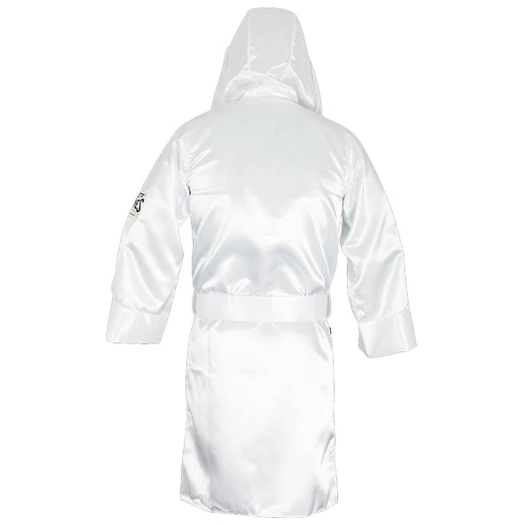 White Satin Boxing Robe with Hood L875533