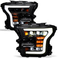 Compatible With 2015-2017 Ford F150 Black Housing Full LED Sequential Projector Headlights V83714