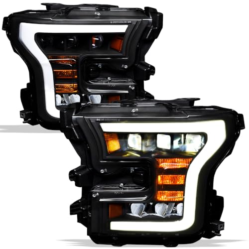 Compatible With 2015-2017 Ford F150 Black Housing Full LED Sequential Projector Headlights V83714