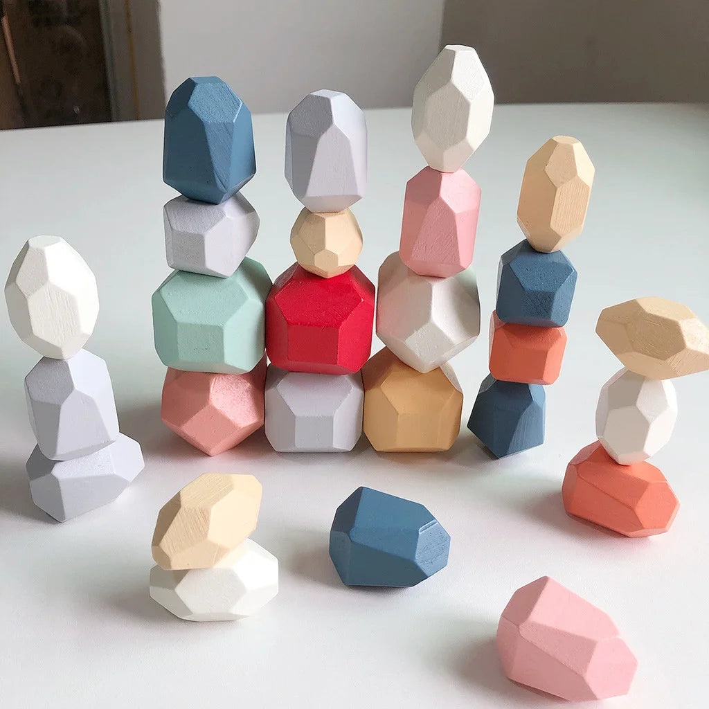 Wooden Stone Building Block Toy Stacking Game B632