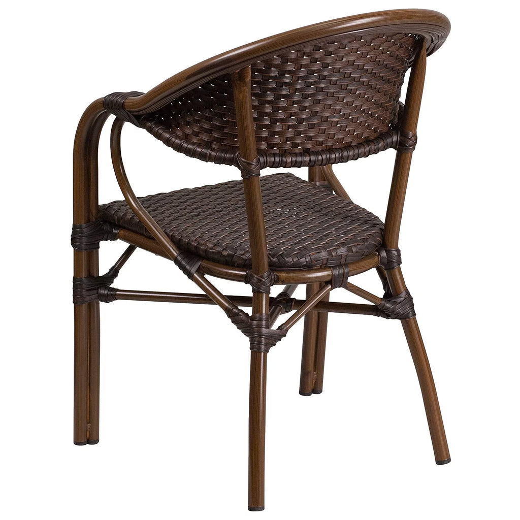 Dark Brown Rattan Patio Dining Arm Chair Set of 3 K40240