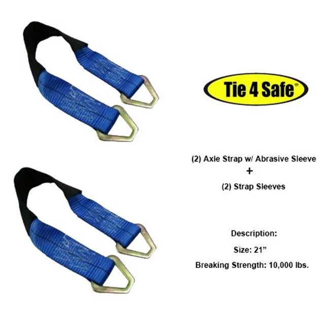 2 x 18 in. Axle Straps with Abrasive Sleeve Plus Delta Ring, Black - 2 Piece Y382