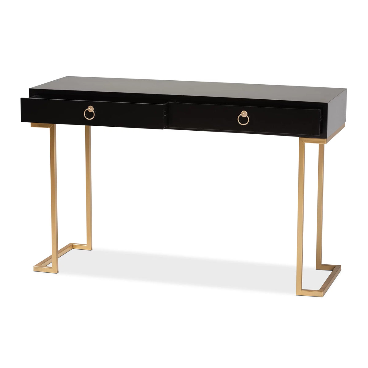 Modern Wood and Metal 2 Drawer Console Table Y7383