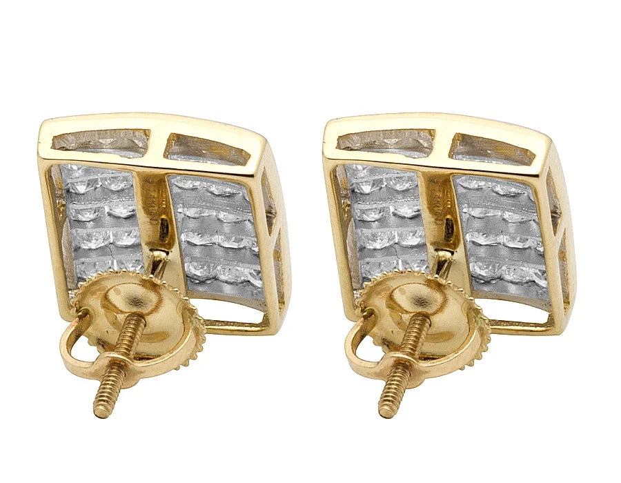 14K Yellow Gold Princess Diamond Stud Earrings 2.0ct Z942085