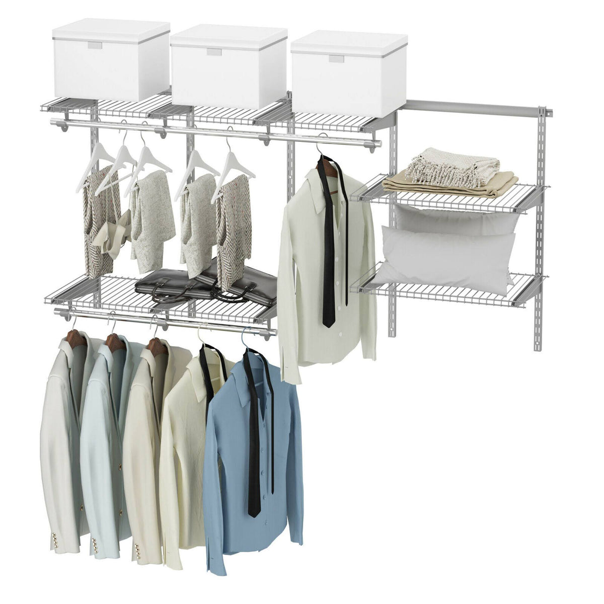 Grey Wall-Mounted Closet System with Hang Rod G27346